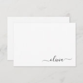 白黒モダンスクリプガーリートのモノグラム名 サンキューカード (正面/裏面)