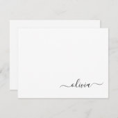 白黒モダンスクリプガーリートのモノグラム名 サンキューカード (正面/裏面)