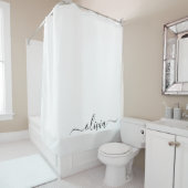 白黒モダンスクリプガーリートのモノグラム名 シャワーカーテン (インサイチュ)