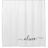 白黒モダンスクリプガーリートのモノグラム名 シャワーカーテン (正面)