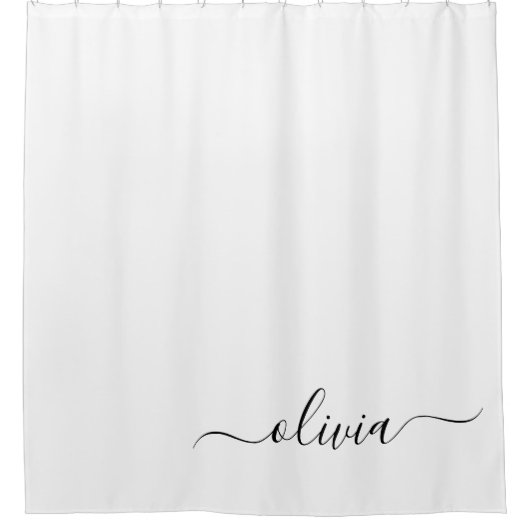 白黒モダンスクリプガーリートのモノグラム名 シャワーカーテン (正面)