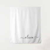 白黒モダンスクリプガーリートのモノグラム名 タペストリー (正面)