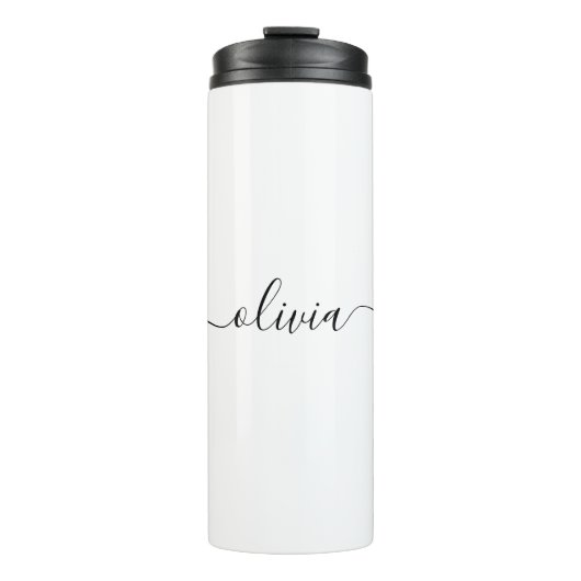 白黒モダンスクリプガーリートのモノグラム名 タンブラー (正面)