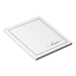 白黒モダンスクリプガーリートのモノグラム名 ノートパッド