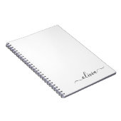 白黒モダンスクリプガーリートのモノグラム名 ノートブック (右側)