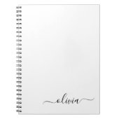 白黒モダンスクリプガーリートのモノグラム名 ノートブック (正面)