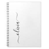 白黒モダンスクリプガーリートのモノグラム名 ノートブック (正面)