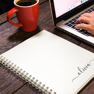 白黒モダンスクリプガーリートのモノグラム名 ノートブック