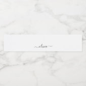 白黒モダンスクリプガーリートのモノグラム名 ペットボトルラベル (シングルラベル)