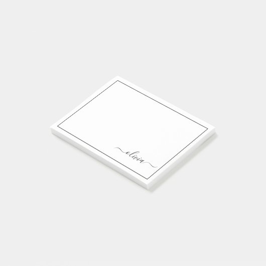 白黒モダンスクリプガーリートのモノグラム名 ポストイット (アングル)