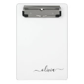 白黒モダンスクリプガーリートのモノグラム名 ミニクリップボード (正面)