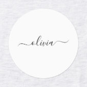 白黒モダンスクリプガーリートのモノグラム名 ラベル (デザイン1)