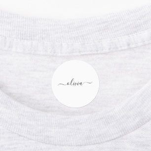 白黒モダンスクリプガーリートのモノグラム名 ラベル