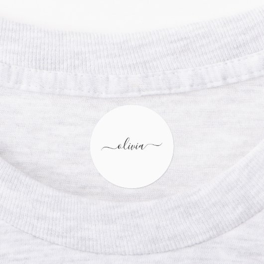 白黒モダンスクリプガーリートのモノグラム名 ラベル (貼付)