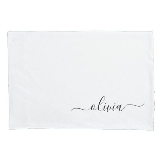 白黒モダンスクリプガーリートのモノグラム名 枕カバー (正面)