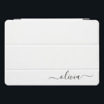 白黒モダンスクリプガーリートのモノグラム名 iPad PROカバー<br><div class="desc">白黒のスクリプトシンプルモノグラム名ラップトップのケース。これは、最高の甘い16歳の誕生日、結婚ブライダルシャワー、記念日、赤ちゃんシャワーまたはバチェロレッテギフトを作る誰かがグラームの豪華さとシックなスタイルを愛する。</div>