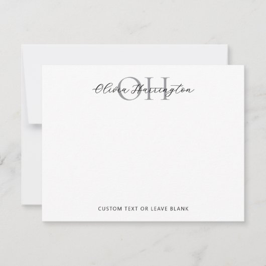 白黒モダンスクリプトのクラシックタイポグラフィ ノートカード (正面)