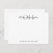 白黒モダンスクリプトのクラシックタイポグラフィ ノートカード (正面/裏面)