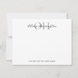 白黒モダンスクリプトのクラシックタイポグラフィ ノートカード