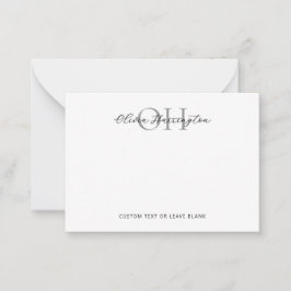 白黒モダンスクリプトのクラシックタイポグラフィ ノートカード