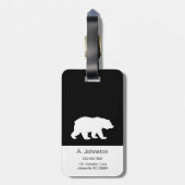 白黒モダンスクリプトベビーベアーシルエット ラゲッジタグ (裏面縦)