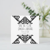 白黒モダンスクロール日付カードの保存 カード (スタンド正面)