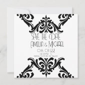 白黒モダンスクロール日付カードの保存 カード (正面)