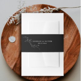 白黒モダンスケッチフローラ結婚の 招待状ベリーバンド