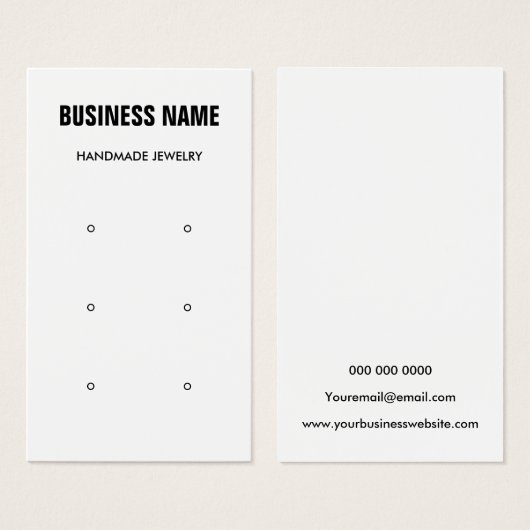 白黒モダンスタッドイヤリング表示カード (正面&裏面)