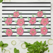 白黒モダンストライプ キッチンタオル (折り畳み)