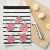 白黒モダンストライプ キッチンタオル (四つ折り)