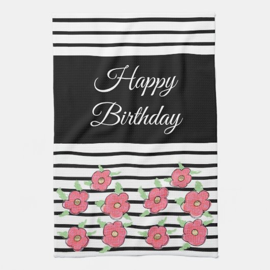 白黒モダンストライプ キッチンタオル (縦)