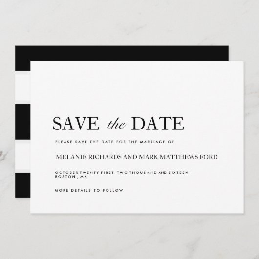 白黒モダンセーブ・ザ・デート案内 招待状 (正面/裏面)