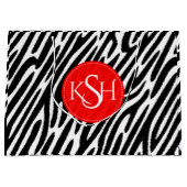 白黒モダンゼブラパターンプリント ラージペーパーバッグ (正面)