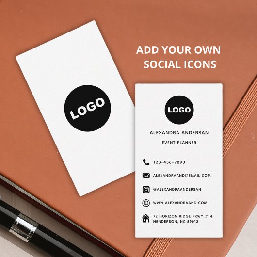 白黒モダンソーシャルメディアWebサイトロゴ 名刺