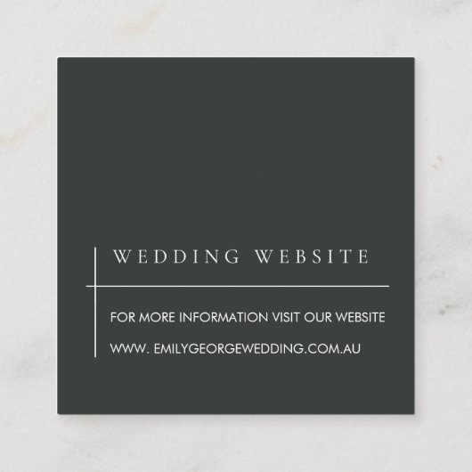 白黒モダンタイポグラフィのサ結婚イト スクエア名刺 (裏面)