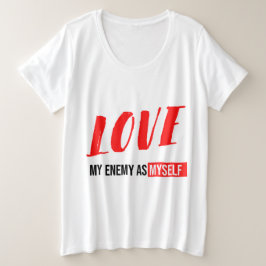 白黒モダンタイポグラフィグラフィック文字 プラスサイズTシャツ