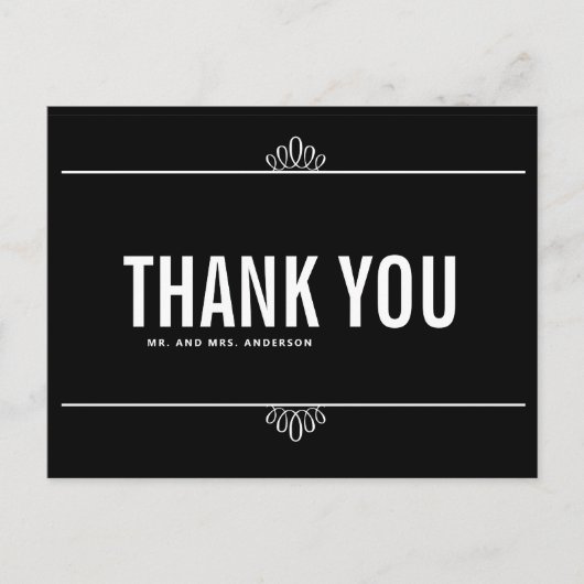 白黒モダンタイポグラフィサンキューハガキ ポストカード (正面)