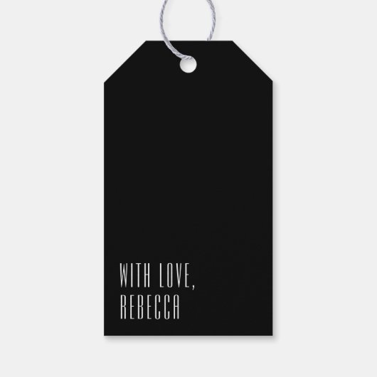 白黒モダンタイポグラフィハッピーバースデー ギフトタグ (裏面)