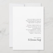 白黒モダンタイポグラフィ写真卒業 案内状 (裏面)