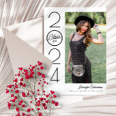 白黒モダンタイポグラフィ写真卒業 案内状