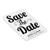 白黒モダンタイポグラフィ日付の保存 マグネット (右側)