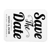 白黒モダンタイポグラフィ日付の保存 マグネット (横)