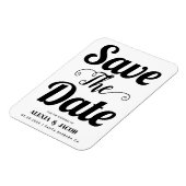 白黒モダンタイポグラフィ日付の保存 マグネット (左側)