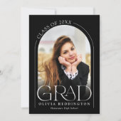 白黒モダンタイポグラフィ2フォトアーチグラード 案内状 (正面)