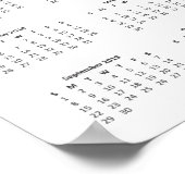 白黒モダンタイポグラフィ2019カレンダー ポスター (角)