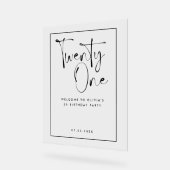 白黒モダンタイポグラフィ21歳の誕生日 アクリルサイン (傾斜)