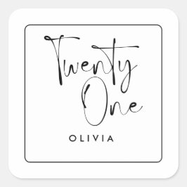 白黒モダンタイポグラフィ21歳の誕生日 スクエアシール