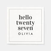 白黒モダンタイポグラフィ21歳の誕生日 スタンダードカクテルナプキン (正面)