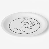 白黒モダンタイポグラフィ21歳の誕生日 ペーパープレート (アングル)